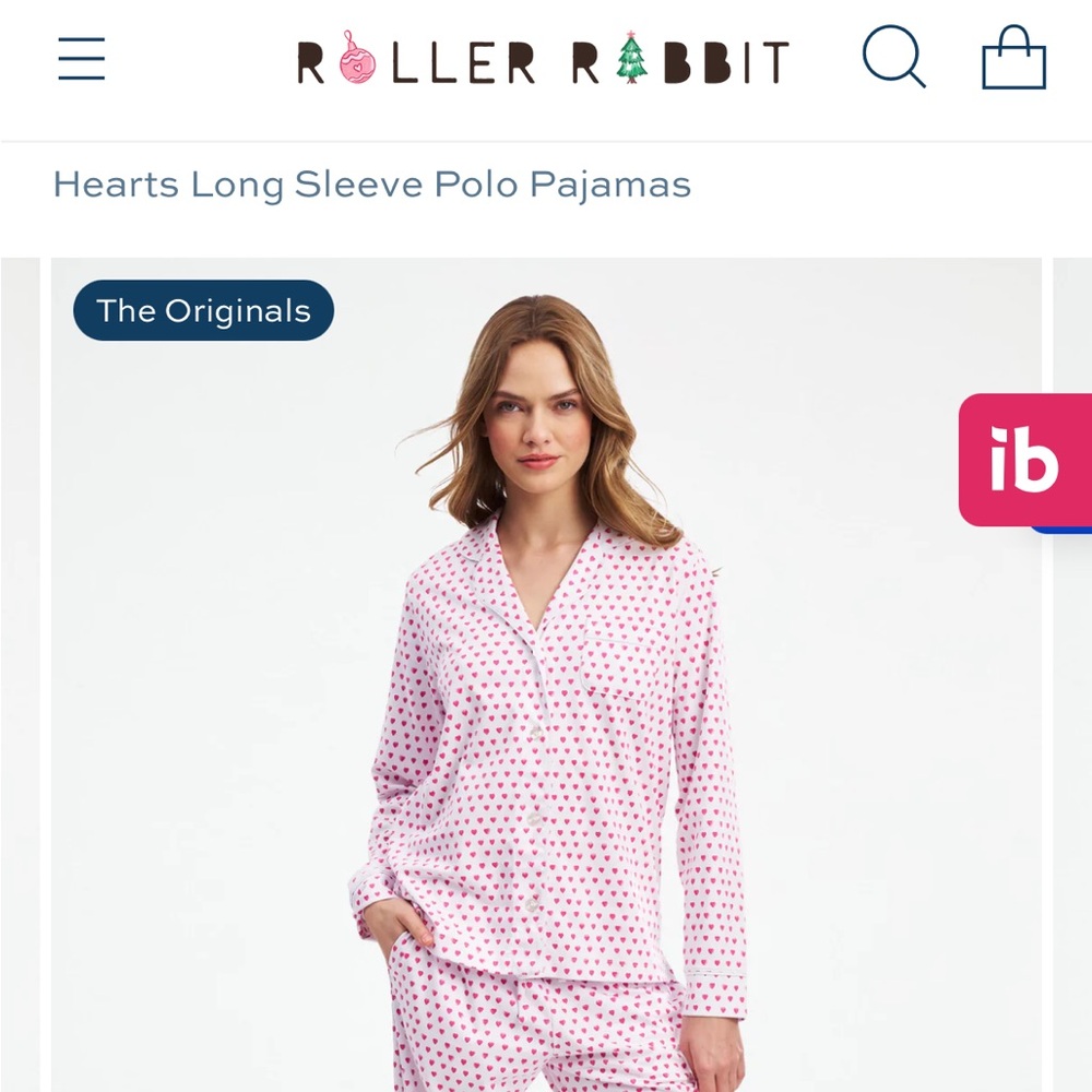 Roller rabbit Hearts Long Sleeve Polo Pajamas pink size M
